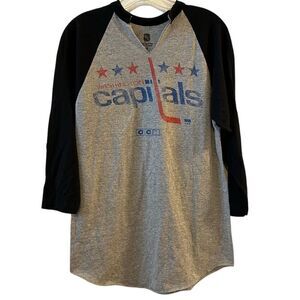 Washington Capitals CCM NHL Gray Raglan Long Sleeve T-Shirt M